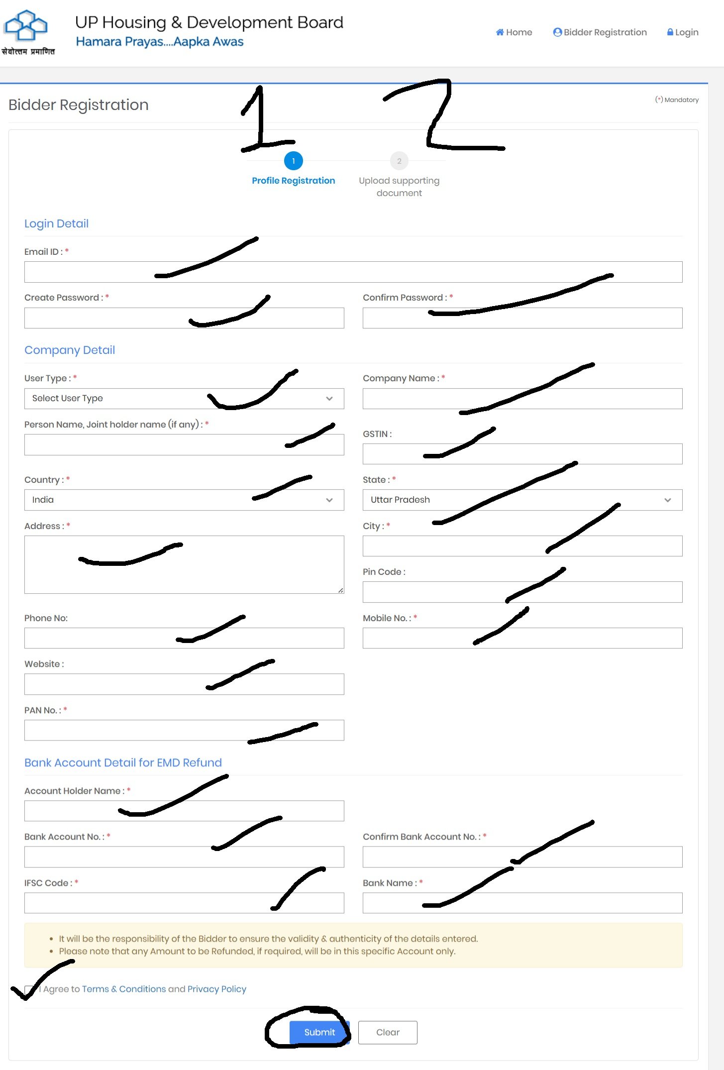 UP Awas Vikas Yojana Registration form